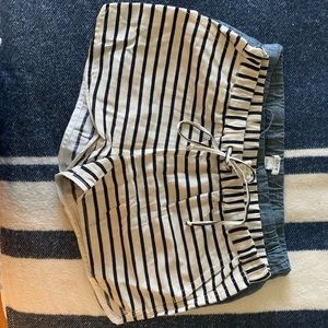 J Crew Chambray and Linen striped shorts.